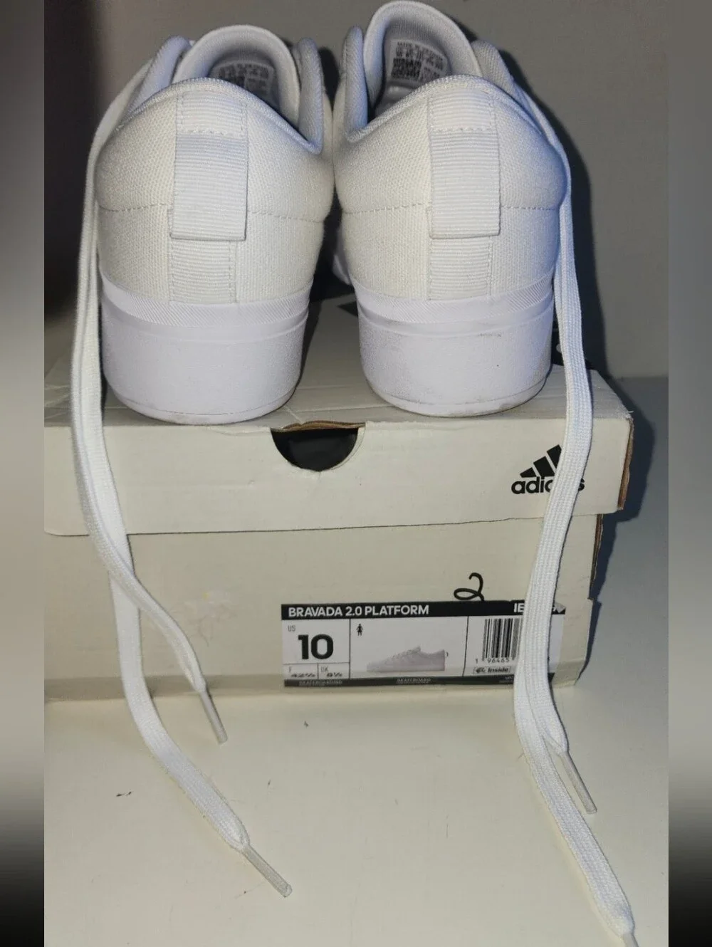 Adidas Bravada 2.0 White Platform Skateboarding Shoes, Athletic Sneakers 10